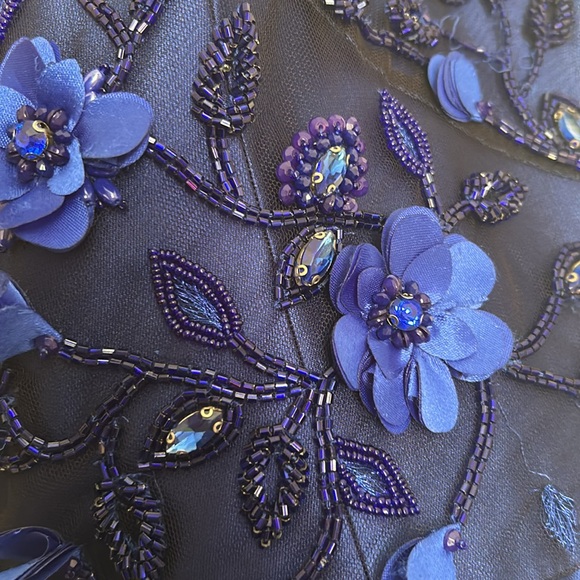Royal Blue never worn flower embroidered dress. - Picture 4 of 8